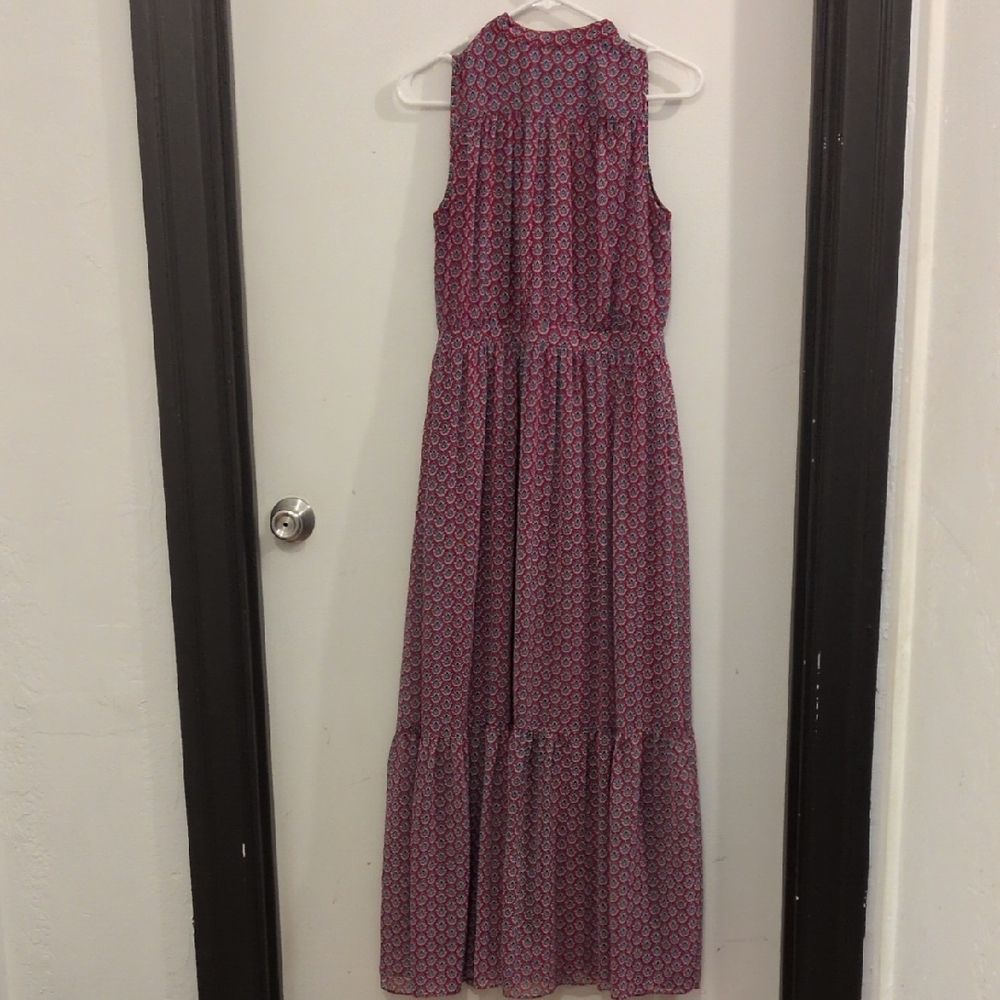 Banana Republic Sleeveless Pink Geometric Maxi Dress - Picture 4 of 8